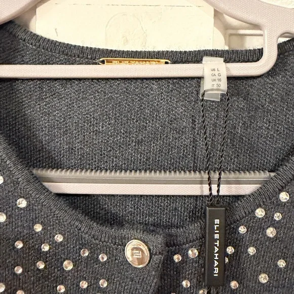 NWT Ellie Tahari Rhinestone Cardigan - Picture 3 of 9